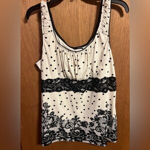 Maurice’s Polka Dot Lace Trim Sleeveless Blouse XL